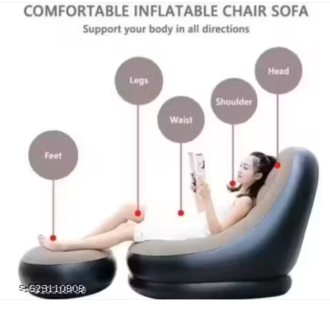 Portable Inflatable Sofa Chair with Foot Rest, and Electric AirPump PVC Seater Inflatable Sofa (Colour - Multicolour)